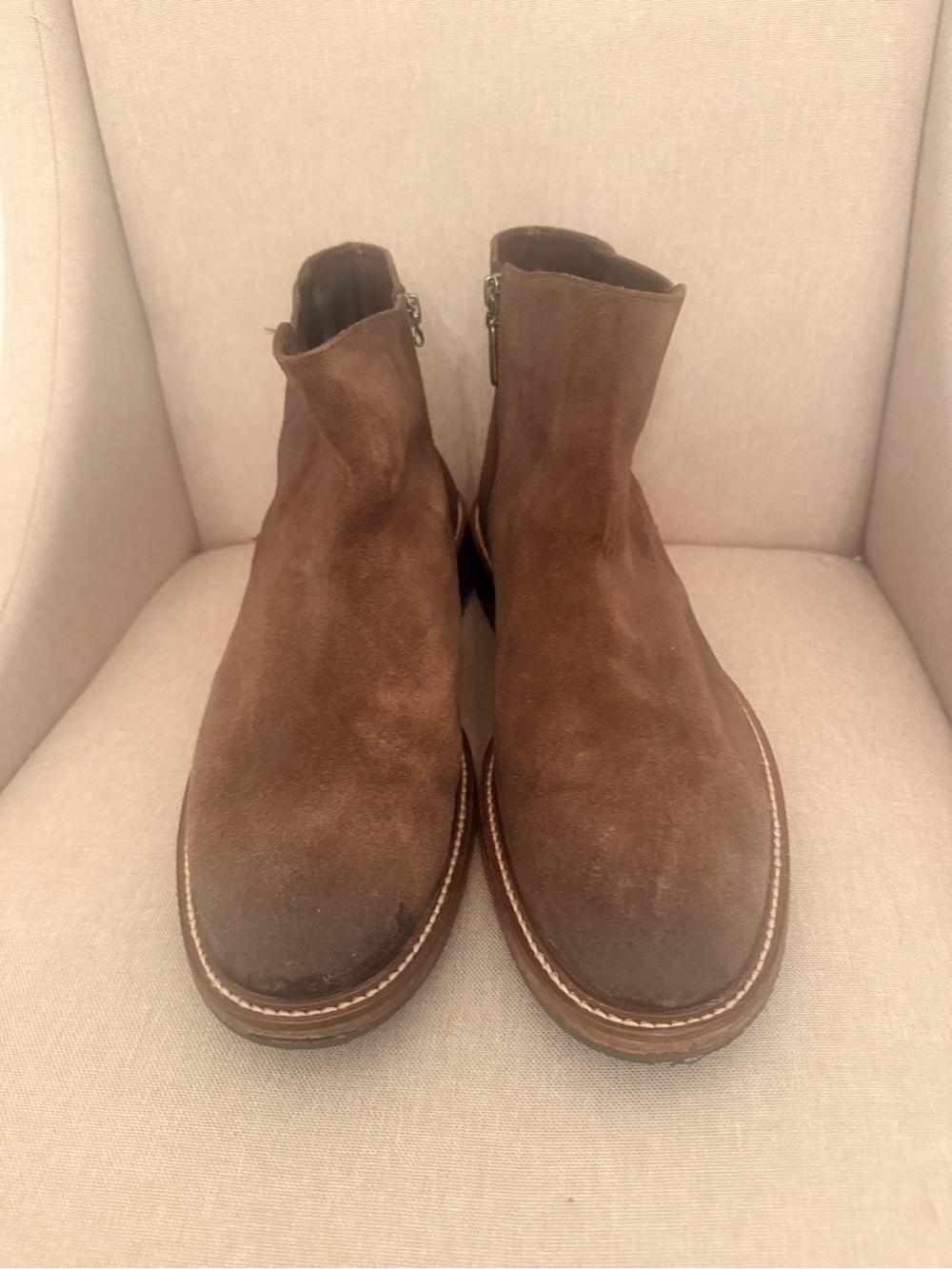 Martin Dingman Men's Brown Suede Chukka Boots with Side Zip Detail